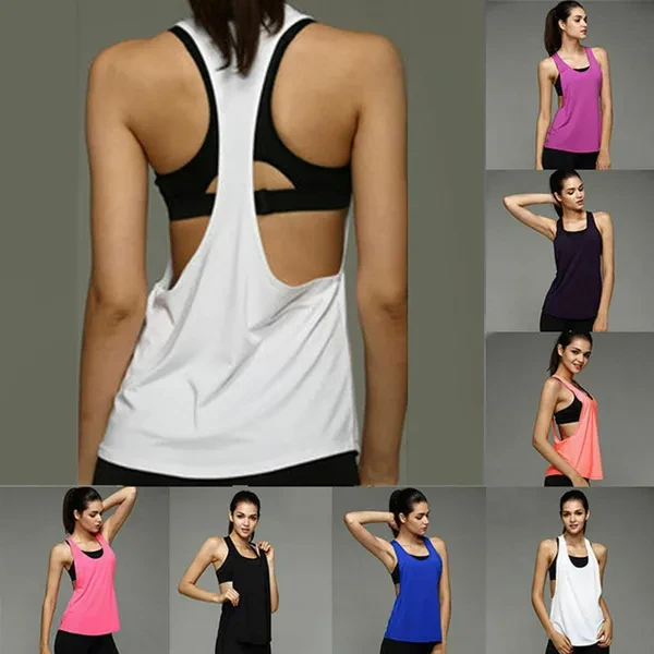 Women's Sports Vest professional quick-drying fitness Tank Top Active workout Yoga clothes T-shirt running Gym Jogging Vest [<kaituzohe>]