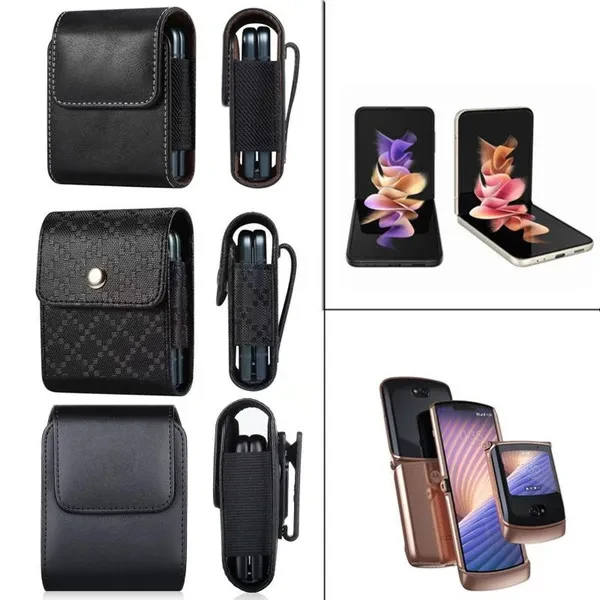For Samsung Galaxy Z Flip 3 5G Phone Bag For Galaxy Z Flip Case Leather Leather Case Pouch For Motorola Razr 5g Case Pouch Bag
