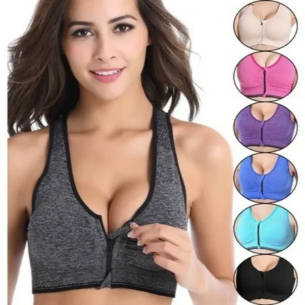 Women's Zip Sports Bra Wirefree Yoga Bras Tank Top Zip Shakeproof High Intensity Push Up Fancy_Everyday