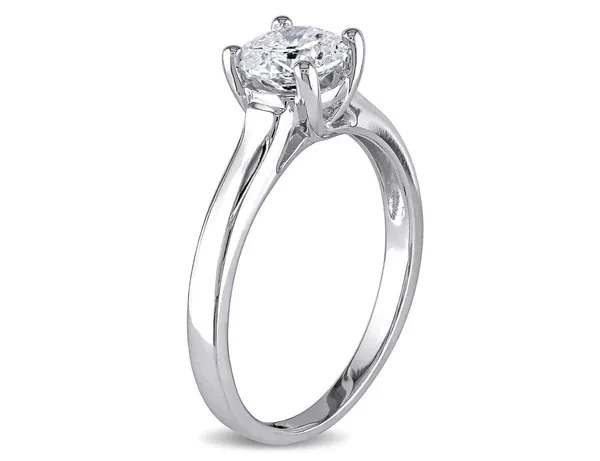1.00 Carat (ctw G-H, I1-I2) Round Cut Diamond Solitaire Engagement Ring in 14K White Gold