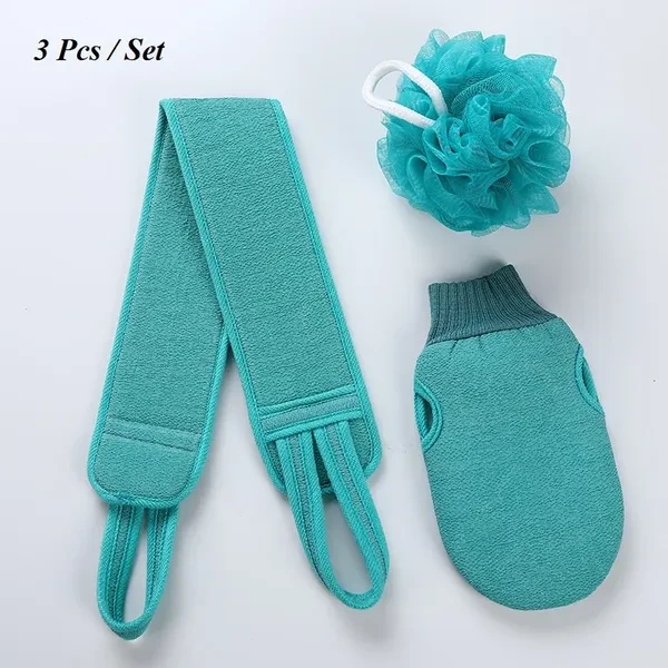 3Pcs/Set Thickened Frosted Long Strip Rub Back Towel Bath Glove Washing Bath Ball Foamingnet Body Cleaning Accessories（4 Colors）