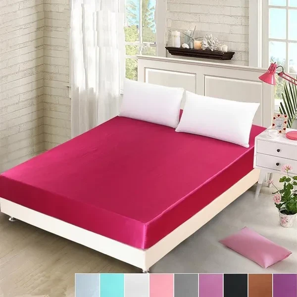 Bedding Silk Mattress 12 Inches (35 Cm) Deep Silk Bed Sheet Hotel Bed Cover Pure Silk Super Bed Sheet Deluxe Double / Full / Queen / Gold Satin Solid Color Sheet (sheets Only, Pillowcase Not Included)