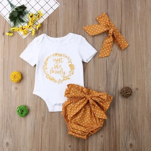 Newborn Infant Baby Girls Outfit Clothes Tops Romper Jumpsuit +Shorts Pants Sets