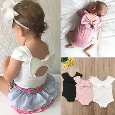 Newborn Baby Girl Kid Bowknot Romper Jumpsuit Toddler Summer Clothes Outfit