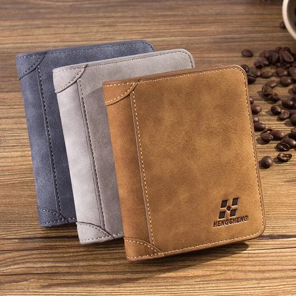 Retro Men Wallet Pu Leather Slim Bifold Card Holder Purse Casual Male Pocket Money Clip
