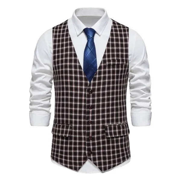 New Arrival Mens Single Breasted Waistcoat Male Retro Vest Fashion Mens Suit Vest Sleeveless Jacket Coat Slim Fit Gilet Vest Coat