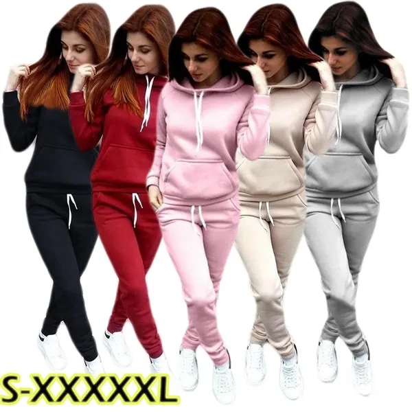Novelty Fashion Two Piece Set Women Tracksuits Long Sleeve Tracksuits Casual Hoodies + Long Pants