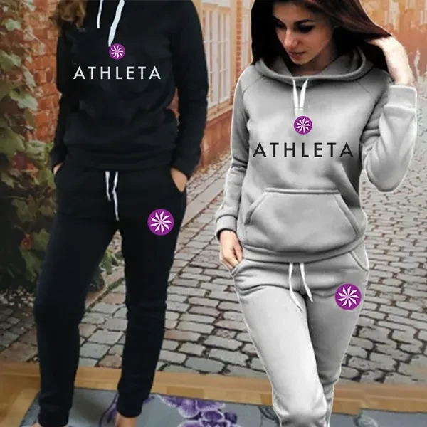 GAP Athleta Women's Print Sweat Suits 2 Piece Outfits Long Sleeve Hooded Sweatshirt and Sweatpants Sets