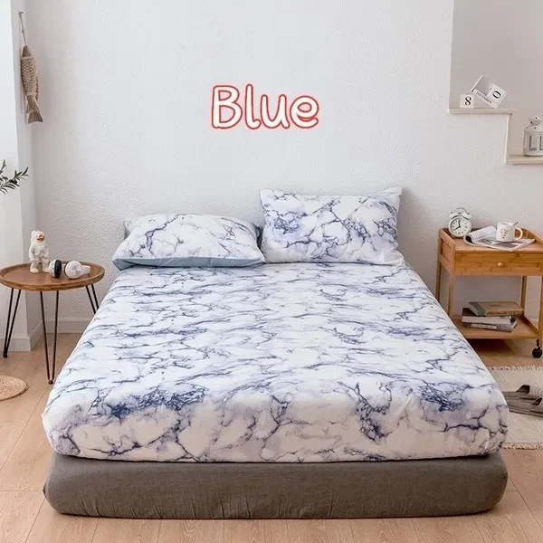 13Pcs Elastic Fitted Sheet Deep Pockets Up To 16 Inches Marble Printed Brushed Microfiber Mattress Covers Set Twin Full Queen King 5 Size 6 Colors (Pillowcases Optional)