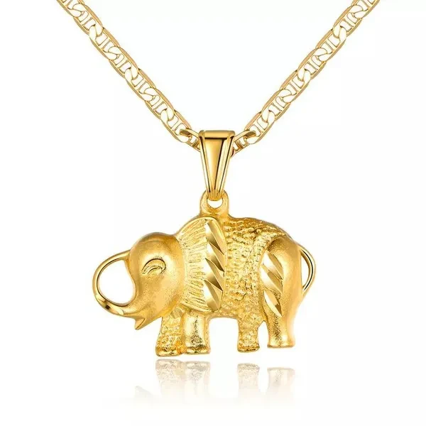 18K Gold Plated Happy Elephant Pendant Necklace