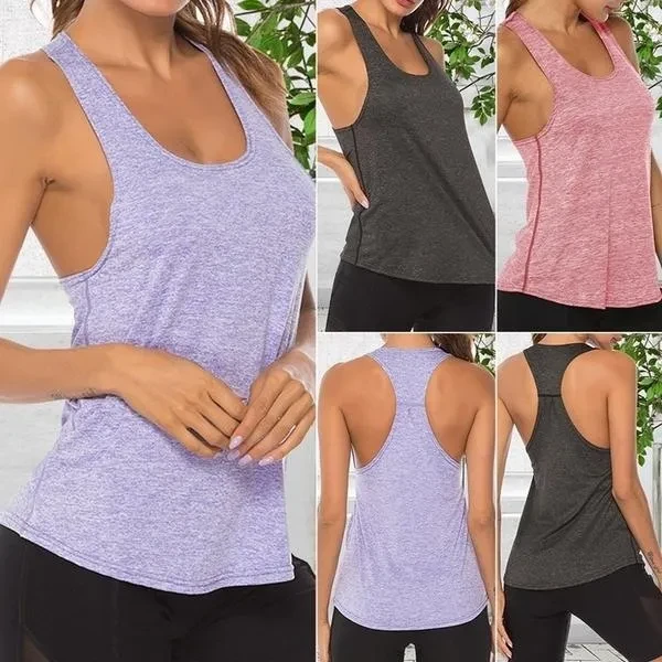 Women Running Casual Yoga Tank Tops Loose Gym Sleeveless Shirt Sports Vest Tops