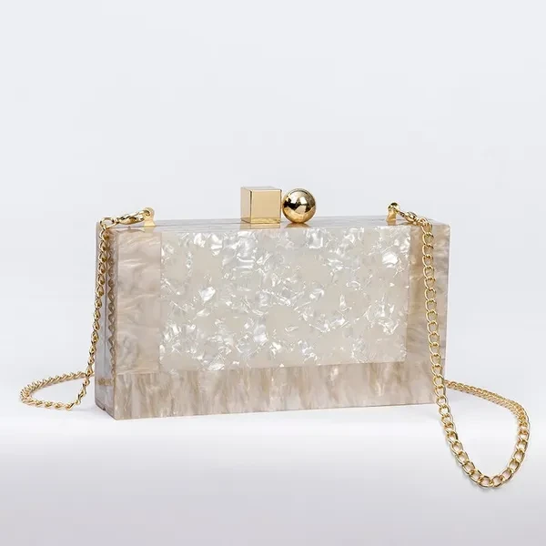Acrylic Evening Clutch Box Bag For Women Wedding Party Fashion Handbags Chain Shoulder Bag Messenger Bags