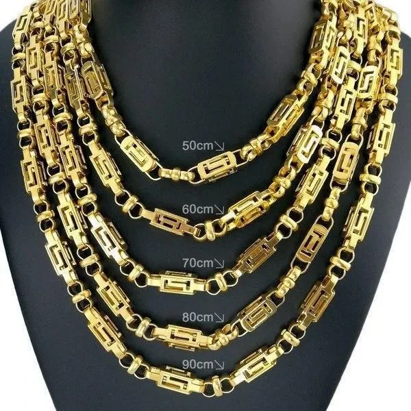 Stainless Steel 8.5mm Width Mens Necklace Bracelet All Polished Filled Chain