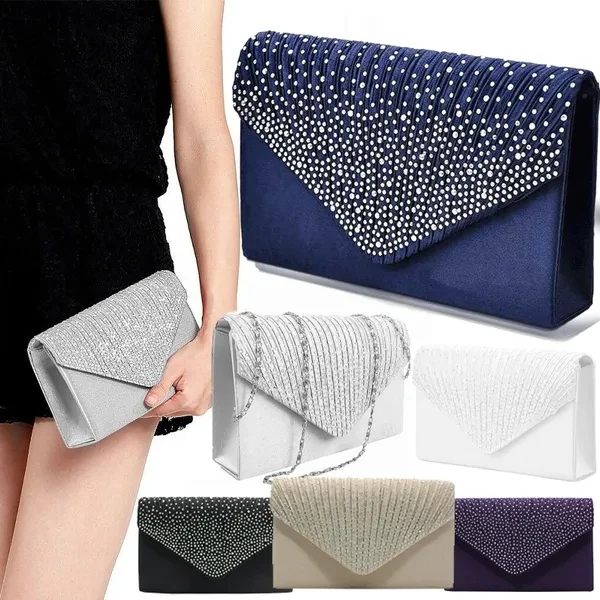 Women Shinny Rhinestone Clutch Bag Bridal Bag Evening Party Lady Handbag