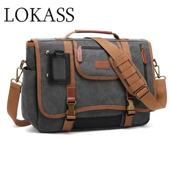 New Version Computer Messenger Bag Canvas Laptop Shoulder Bag for Travel Work College