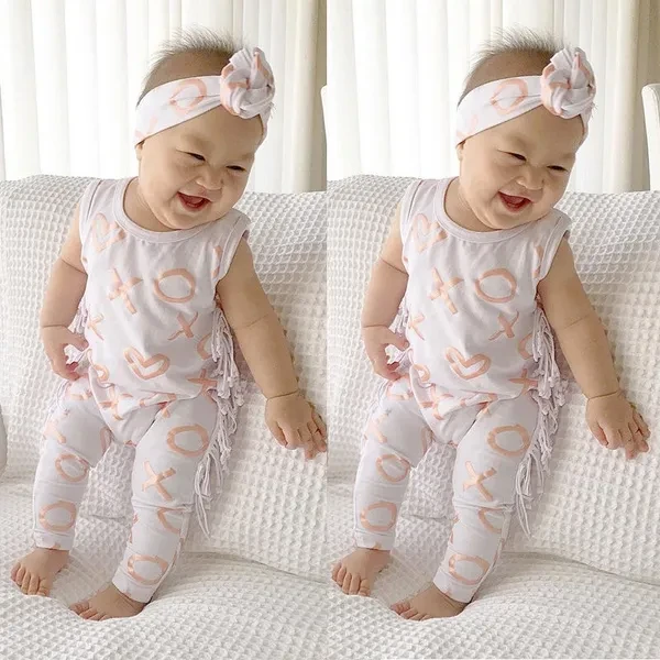 Newborn Kids Baby Girl Bodysuit+Headband Cotton Jumpsuit Romper Outfits Clothes