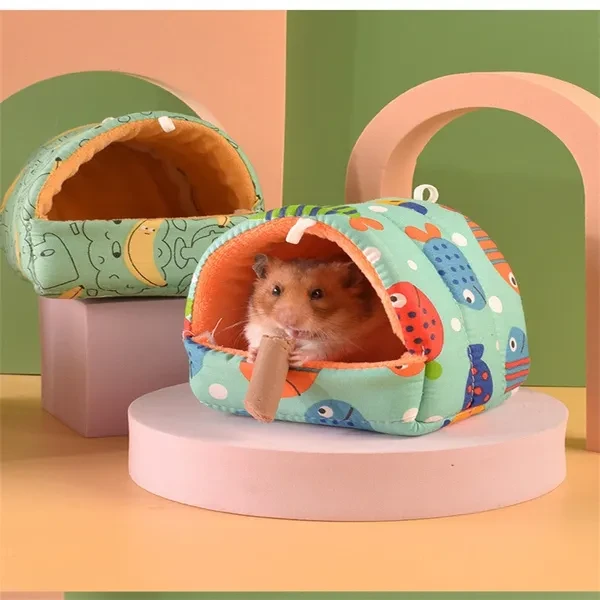 Cute Winter Rabbit Squirrel Mini Cage Guinea Pig Nest Small Animal Sleeping Bed Hamster House Warm Mat