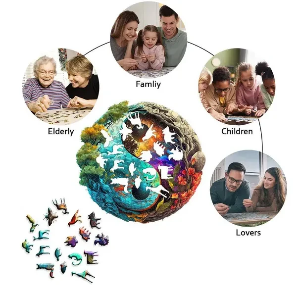 Tai Chi Wooden Jigsaw Puzzle Ocean and Forest Jigsaw Puzzle Toys Home Decoration Painting Holiday Gifts Stress Relief Toys Children Adult Gifts