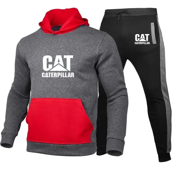 2020 New CAT Printed Mens Womens Fashion Suit Jogging Hoodie Sweatpants Set Pullover Sweat Pants Sports Tracksuit