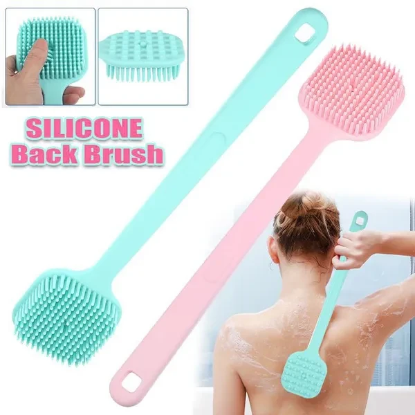 Silicone Body Brush For Shower Long Handle Soft Bath Brush Exfoliator Back Scrubber Skin Cleaning Exfoliating Brushes for Men & Women