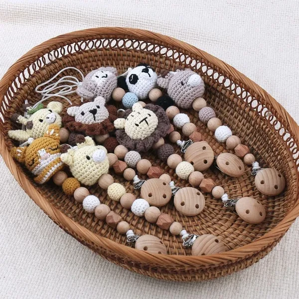 Crochet Pacifier Chain Baby Teething Bead Toy Lovely Dummy Clip Soother Holder Chewable Newborn Product Nursing Supply UTR
